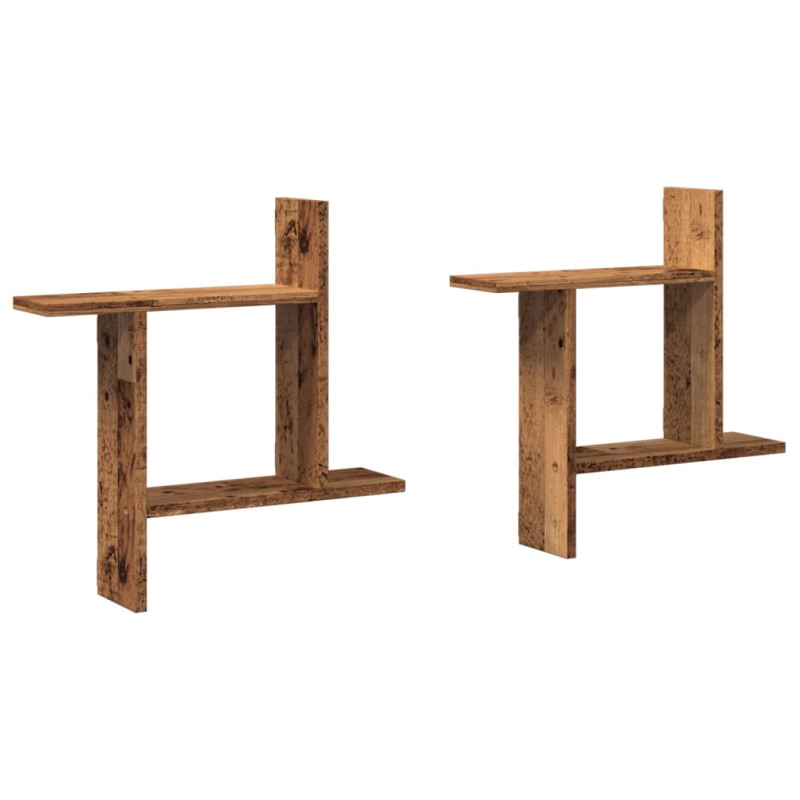 Półki ścienne, 2 szt., stare drewno, 50x12x50 cm