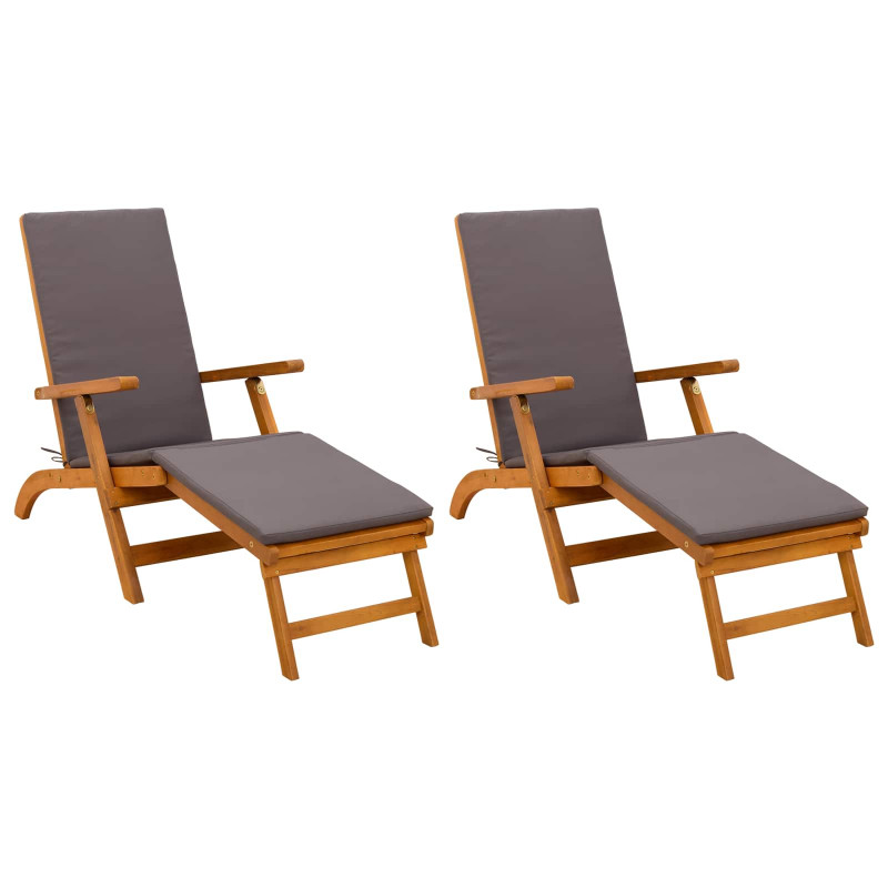 Leżak z funkcją pochylania i składania 2 pcs Szary