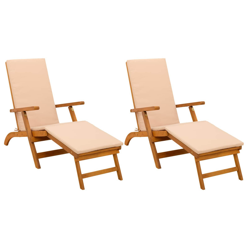 Leżak z funkcją pochylania i składania 2 pcs 55 x 146 x 91 cm