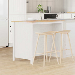 Wyspy Kuchenne HILL Biały 112 x 66 x 90 cm Lite drewno sosnowe