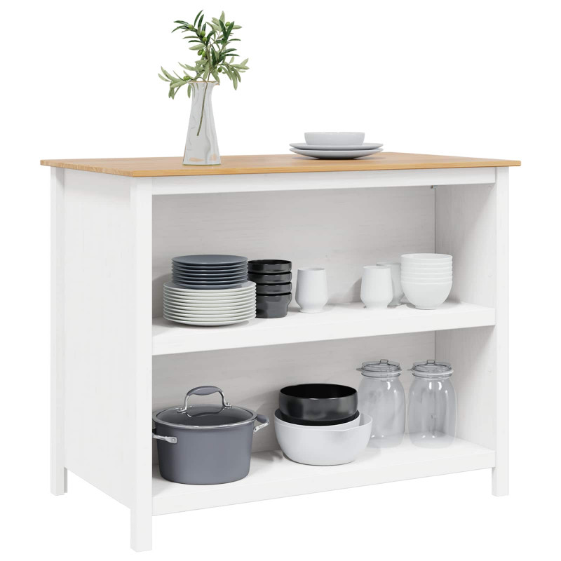 Wyspy Kuchenne HILL Biały 112 x 66 x 90 cm Lite drewno sosnowe