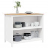 Wyspy Kuchenne HILL Biały 112 x 66 x 90 cm Lite drewno sosnowe