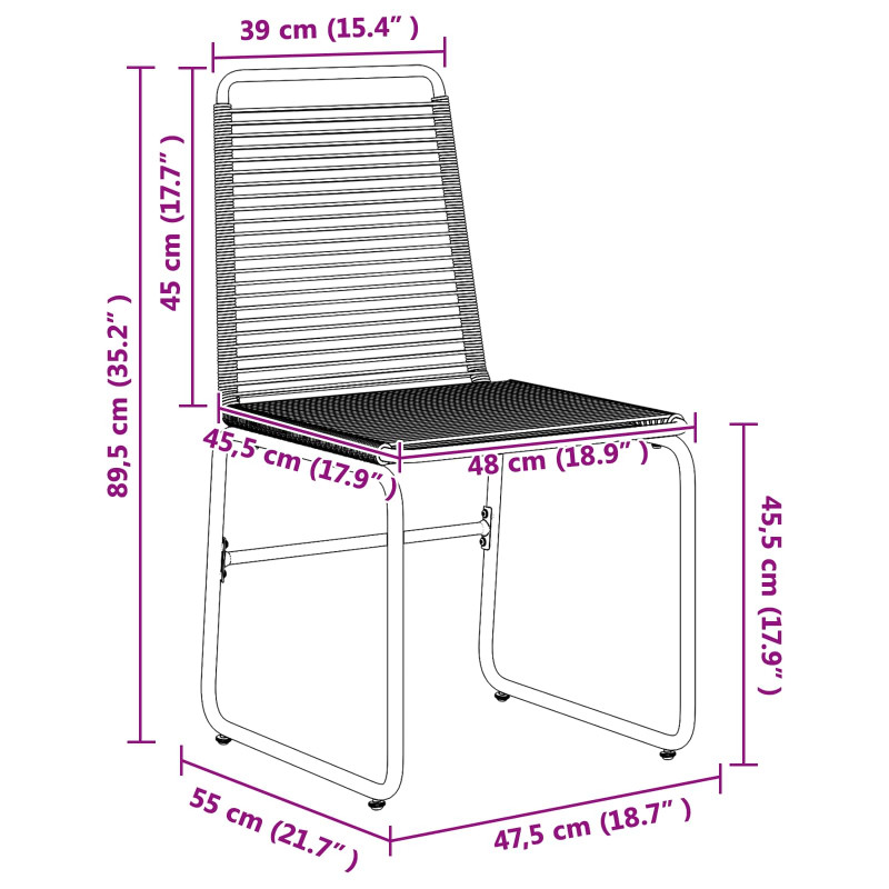 Krzesła ogrodowe 2 pcs Czarny 48 x 55 x 89,5 cm rattan