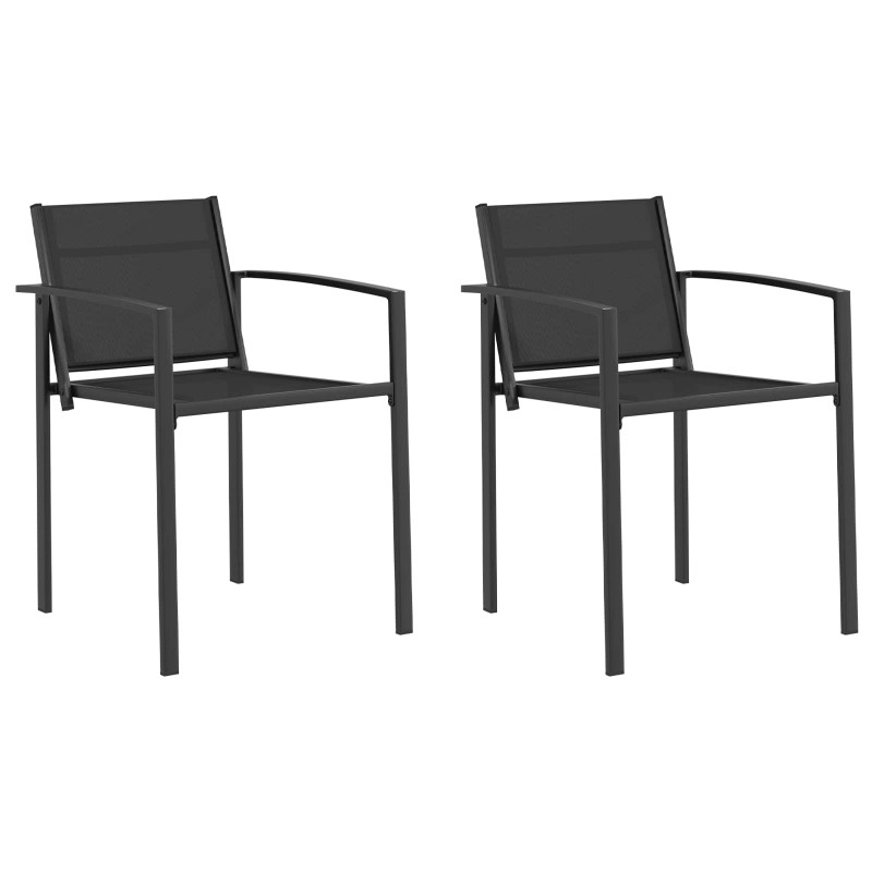Krzesła ogrodowe 2 pcs Czarny i antracyt 53,5 x 59 x 77 cm