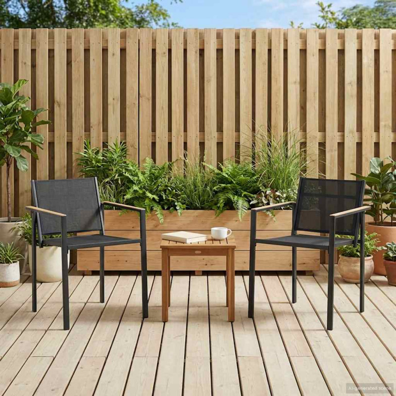 Krzesła ogrodowe 2 pcs Czarny i antracyt 53,5 x 59 x 77 cm