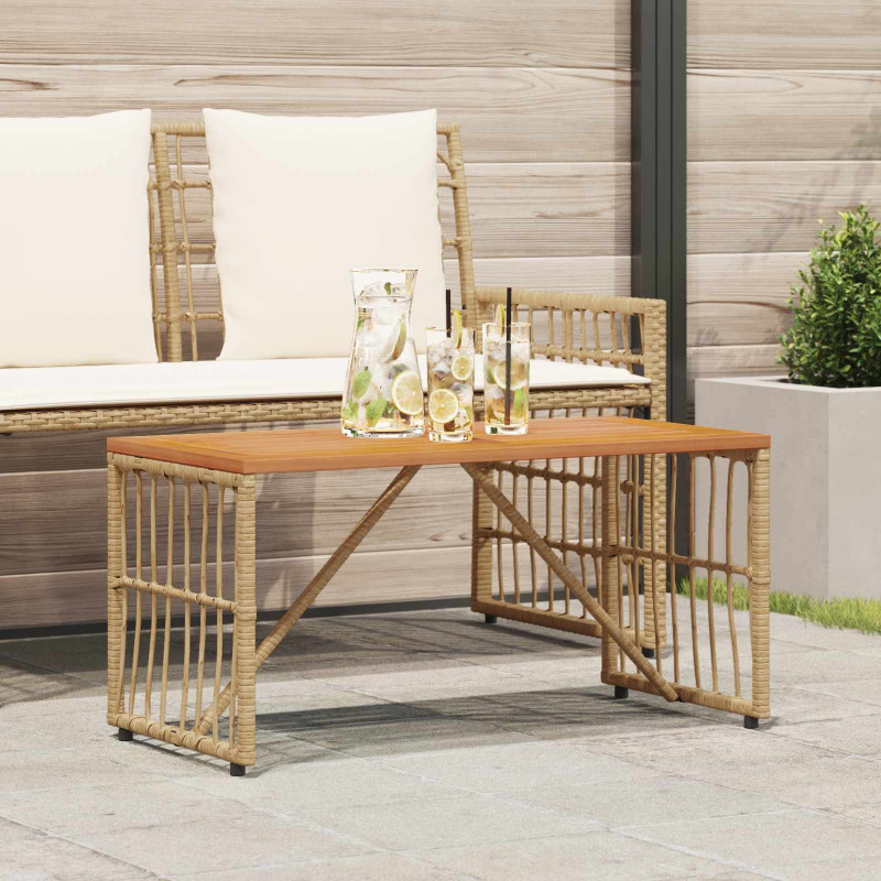 Stół na Zewnątrz Naturalny 80 x 40 x 40 cm Stal i poli rattan