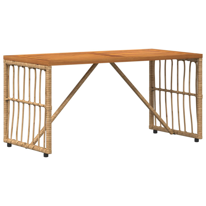 Stół na Zewnątrz Naturalny 80 x 40 x 40 cm Stal i poli rattan