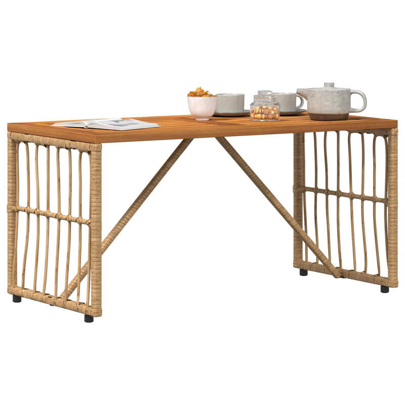 Stół na Zewnątrz Naturalny 80 x 40 x 40 cm Stal i poli rattan
