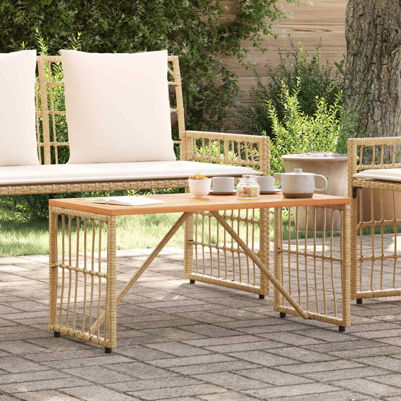 Stół na Zewnątrz Naturalny 80 x 40 x 40 cm Stal i poli rattan