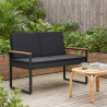 Ławka ogrodowa z poduszką Czarny 107 x 61 x 80 cm polirattan