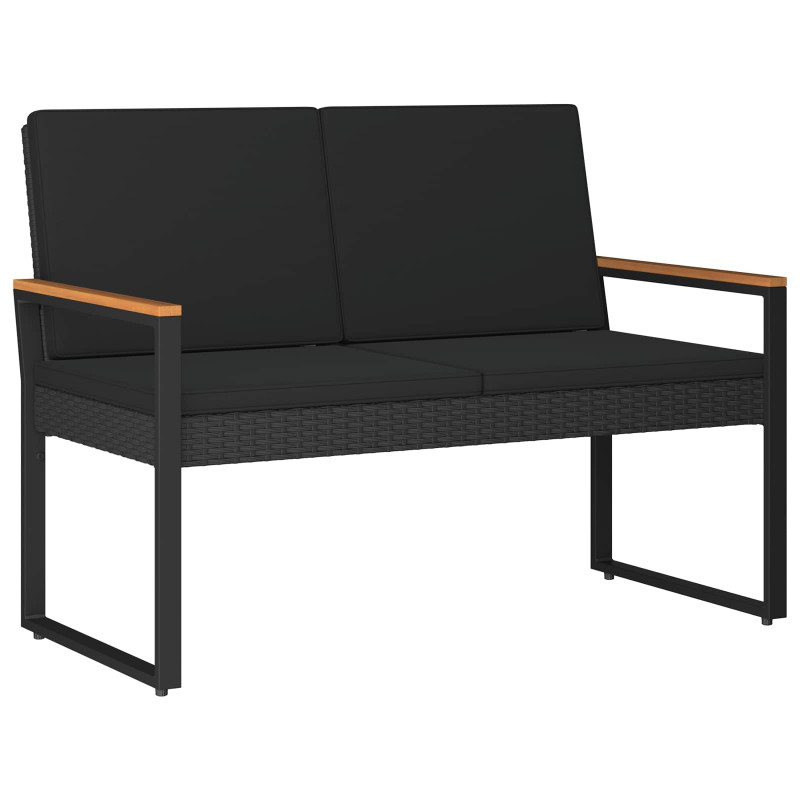 Ławka ogrodowa z poduszką Czarny 107 x 61 x 80 cm polirattan