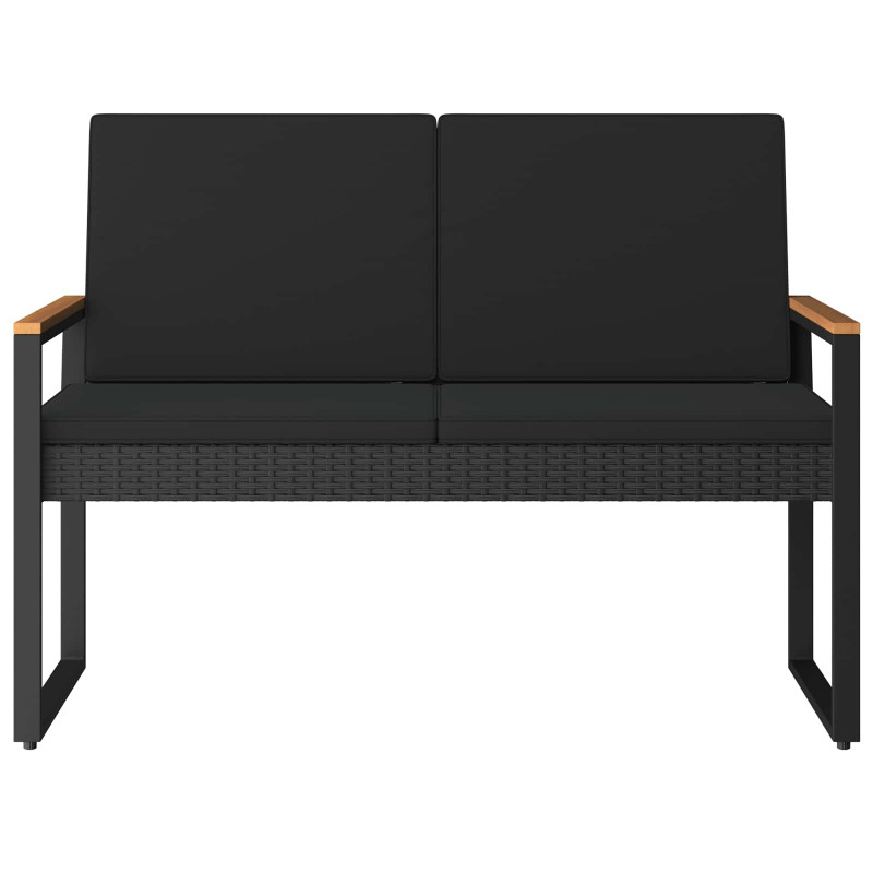 Ławka ogrodowa z poduszką Czarny 107 x 61 x 80 cm polirattan