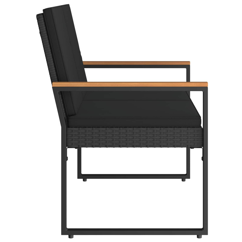 Ławka ogrodowa z poduszką Czarny 107 x 61 x 80 cm polirattan