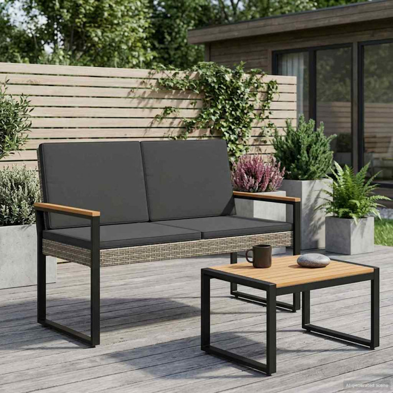 Ławka ogrodowa Szary i ciemnoszary 107 x 61 x 80 cm polirattan