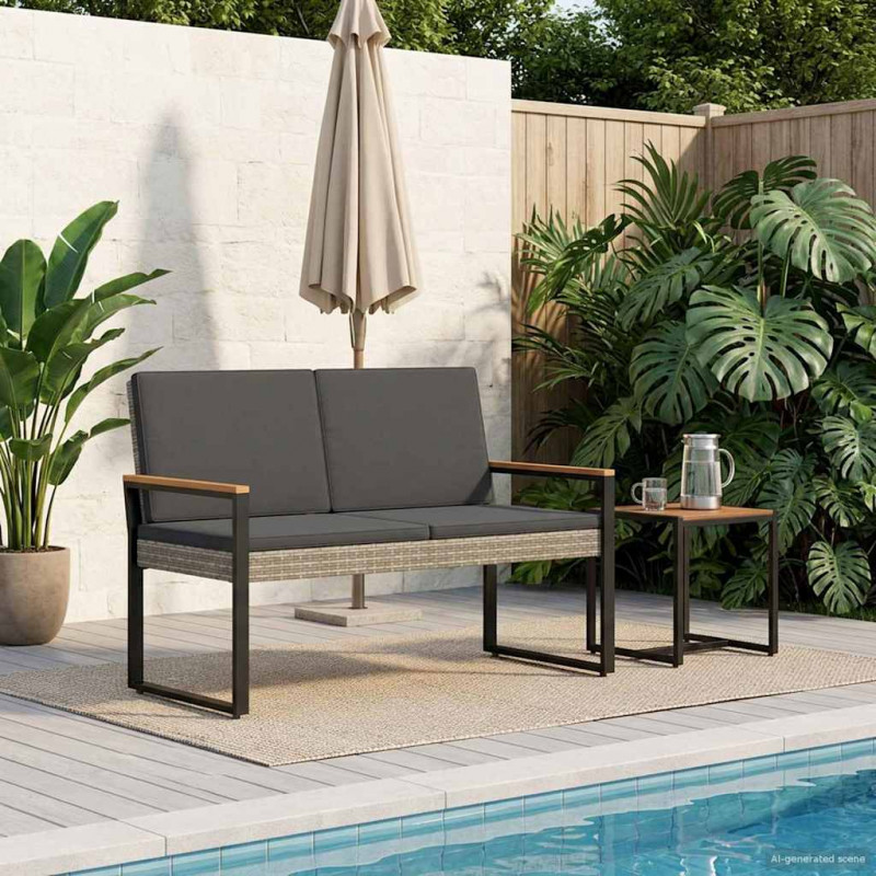 Ławka ogrodowa Szary i ciemnoszary 107 x 61 x 80 cm polirattan