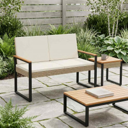 Ławka ogrodowa Beżowy i kremowy 107 x 61 x 80 cm polirattan