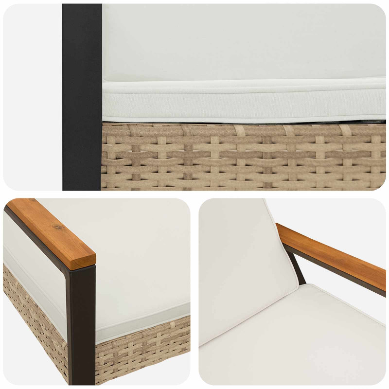 Ławka ogrodowa Beżowy i kremowy 107 x 61 x 80 cm polirattan