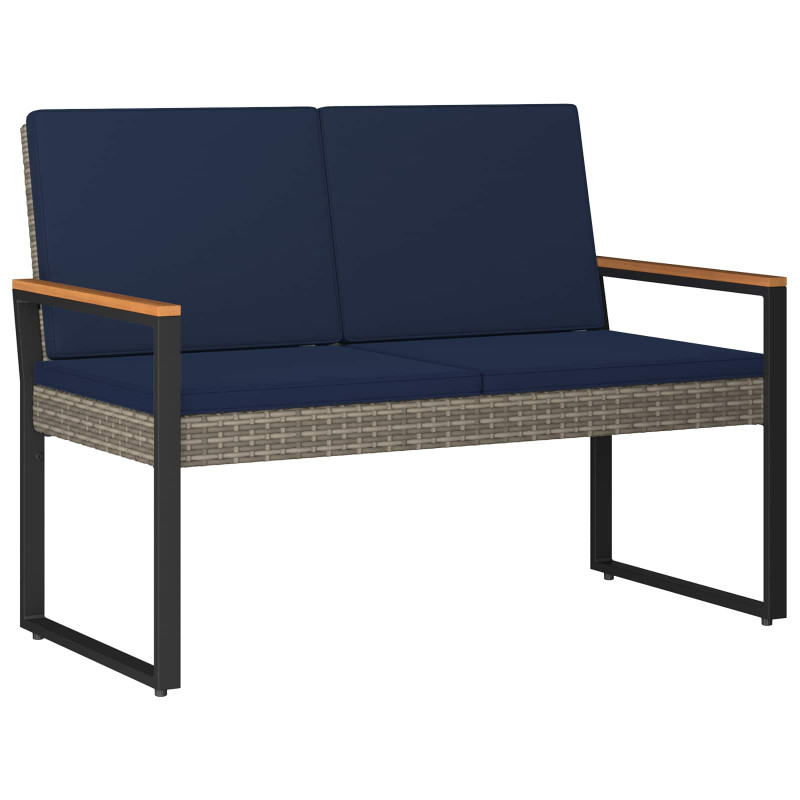 Ławka ogrodowa Szary i granatowy 107 x 61 x 80 cm polirattan