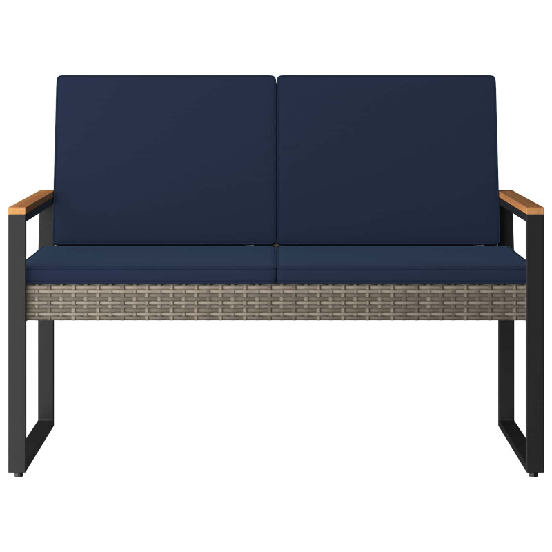 Ławka ogrodowa Szary i granatowy 107 x 61 x 80 cm polirattan