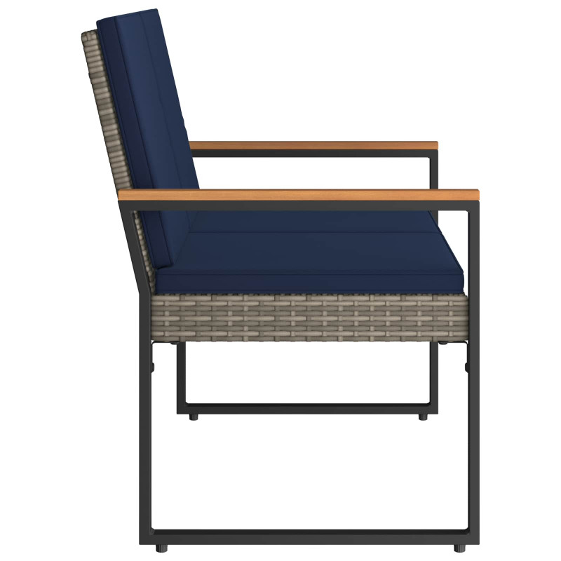 Ławka ogrodowa Szary i granatowy 107 x 61 x 80 cm polirattan