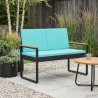 Ławka ogrodowa Czarny i Turkusowy 107 x 61 x 80 cm polirattan