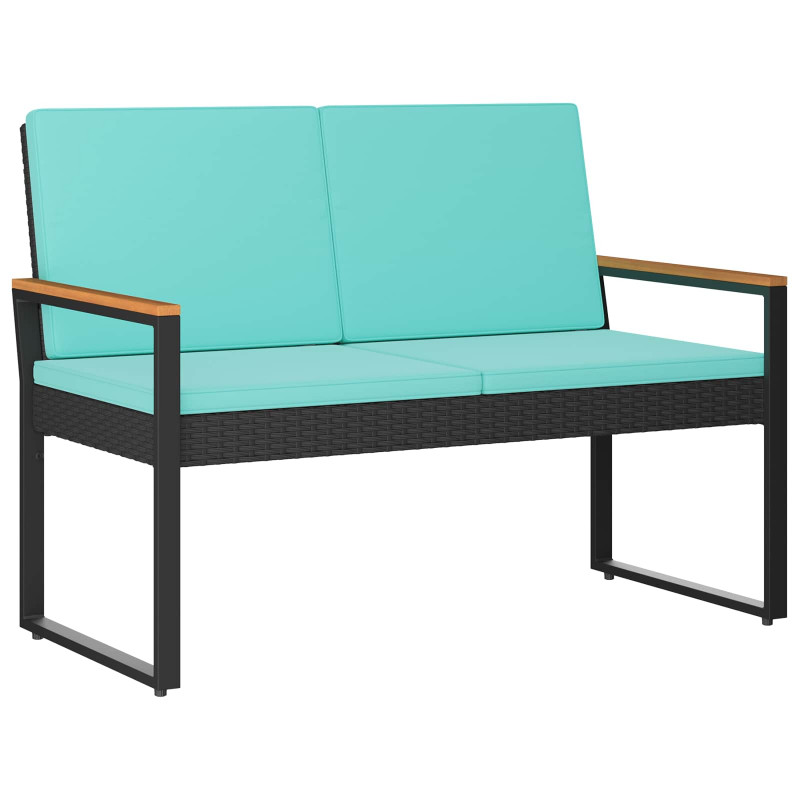 Ławka ogrodowa Czarny i Turkusowy 107 x 61 x 80 cm polirattan
