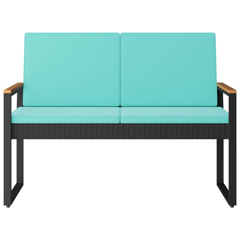 Ławka ogrodowa Czarny i Turkusowy 107 x 61 x 80 cm polirattan