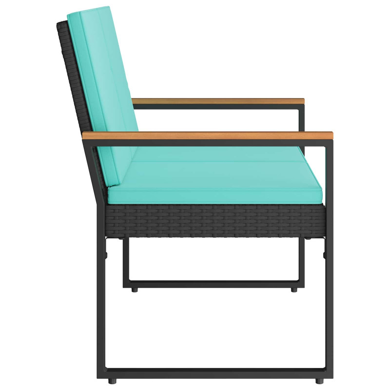 Ławka ogrodowa Czarny i Turkusowy 107 x 61 x 80 cm polirattan