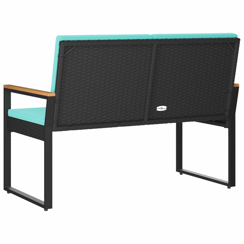 Ławka ogrodowa Czarny i Turkusowy 107 x 61 x 80 cm polirattan
