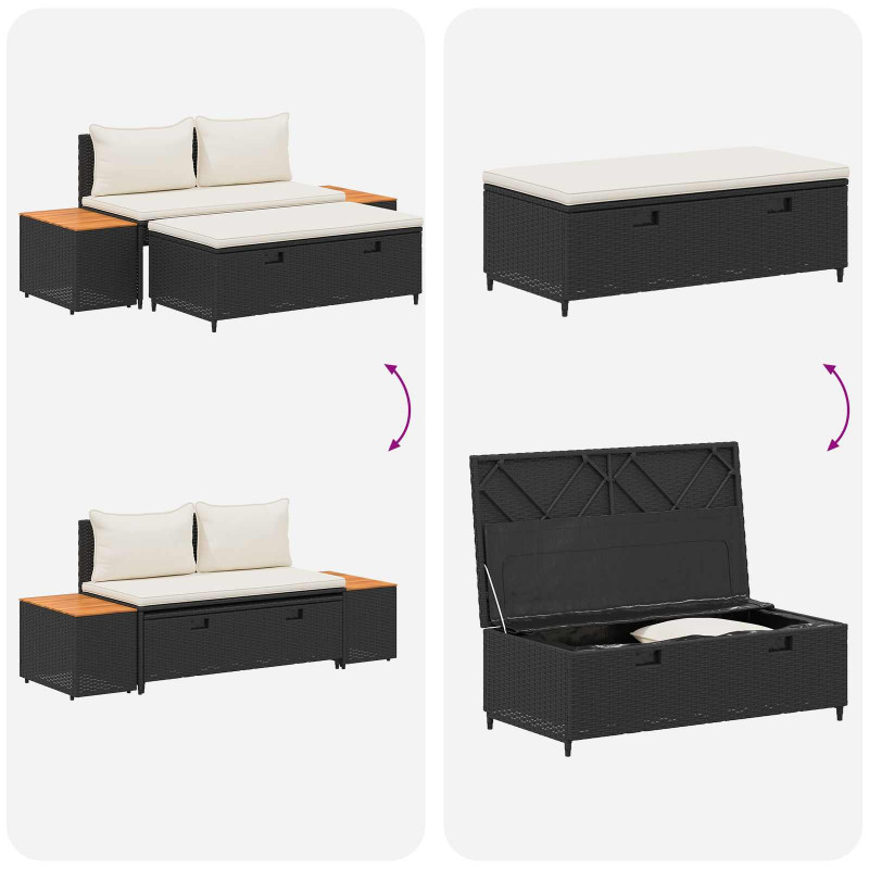 Zestaw sof na zewnątrz z poduszką 4 pcs Czarny i kremowo-biały