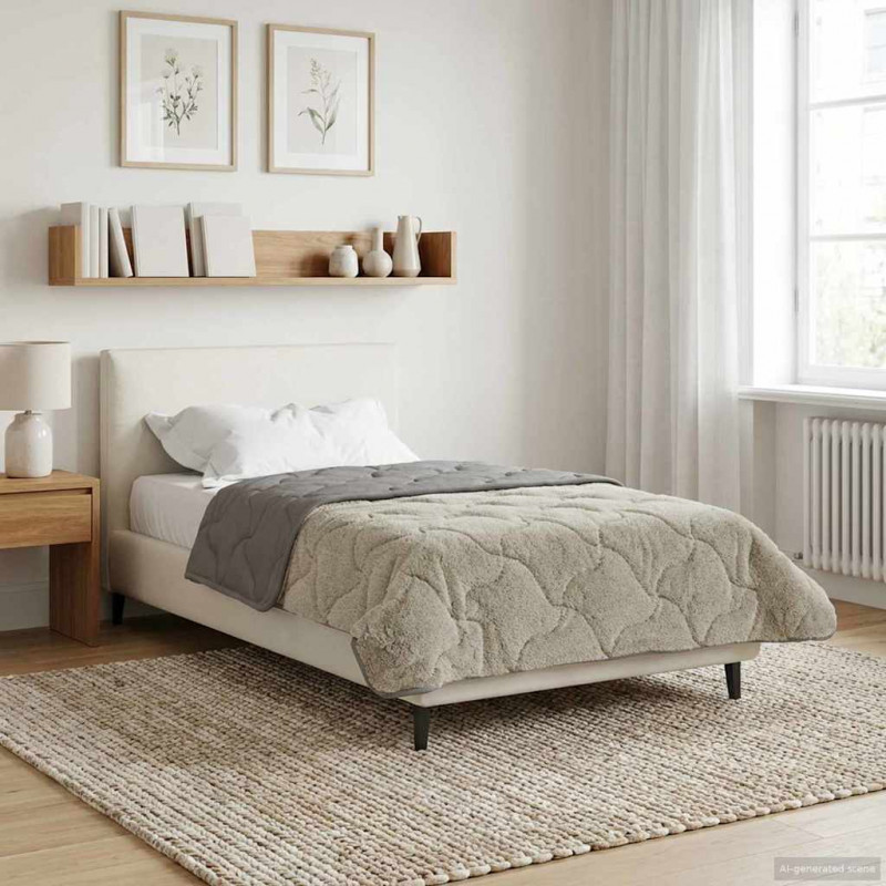 Letni Kołdra Jasnoszary 135 x 200 cm Mikrofibra i Fleece Teddy