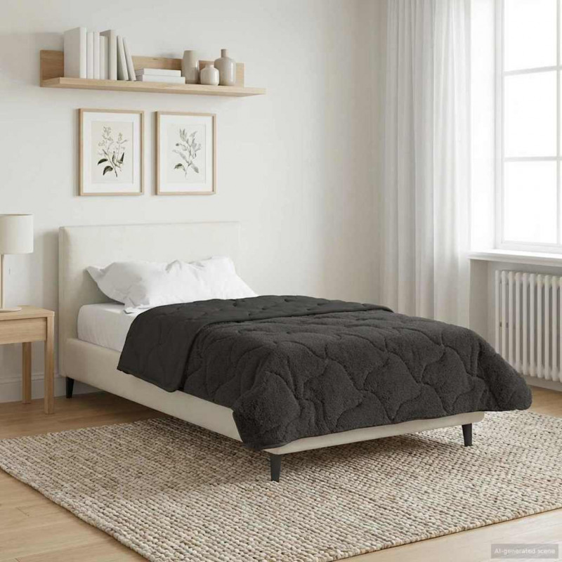 Zimowa Kołdra Antracyt 155 x 200 cm Mikrofibra i Fleece Teddy