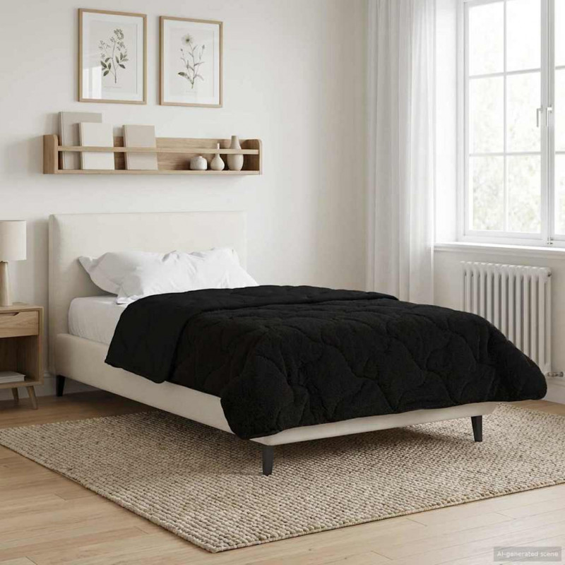 Zimowa Kołdra Czarny 155 x 220 cm Mikrofibra i Fleece Teddy