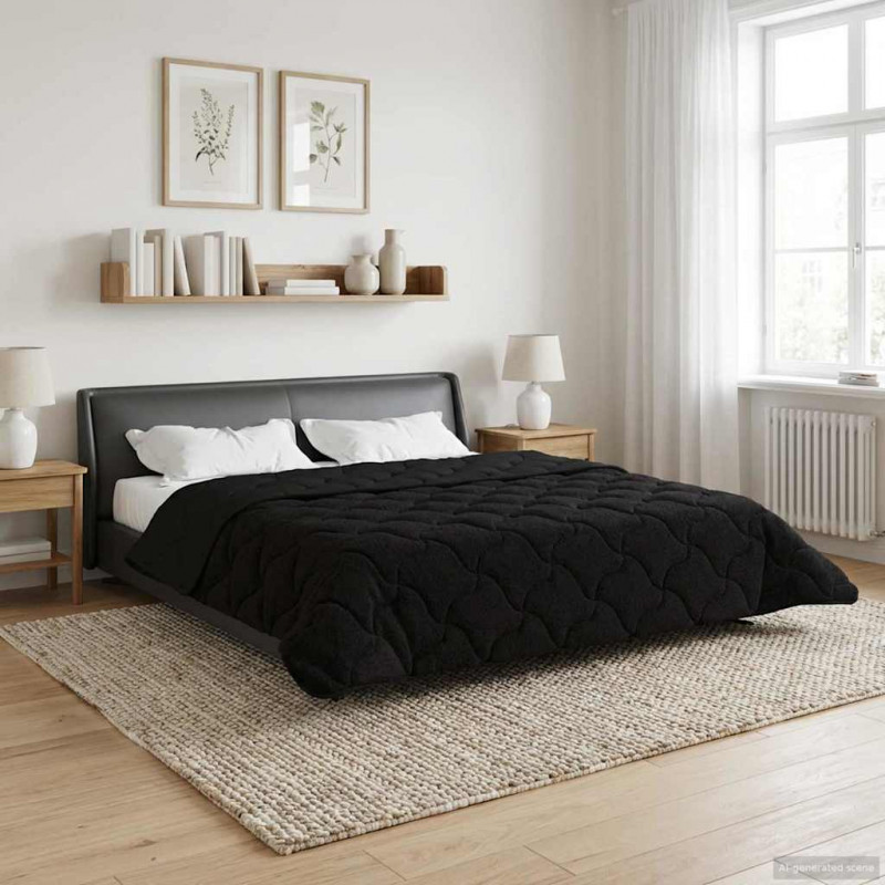 Zimowa Kołdra Czarny 200 x 220 cm Mikrofibra i Fleece Teddy