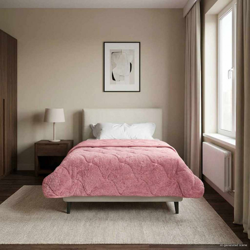 Zimowa Kołdra Różowy 140 x 220 cm Mikrofibra i Fleece Teddy