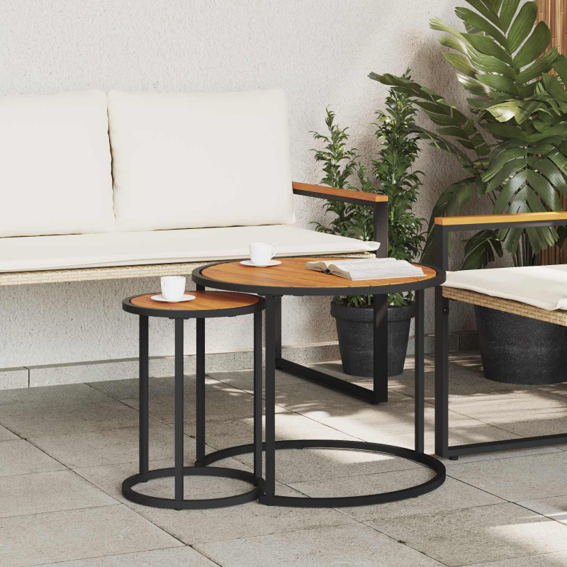 Zestaw stolików kawowych 2 pcs Naturalny i czarny
