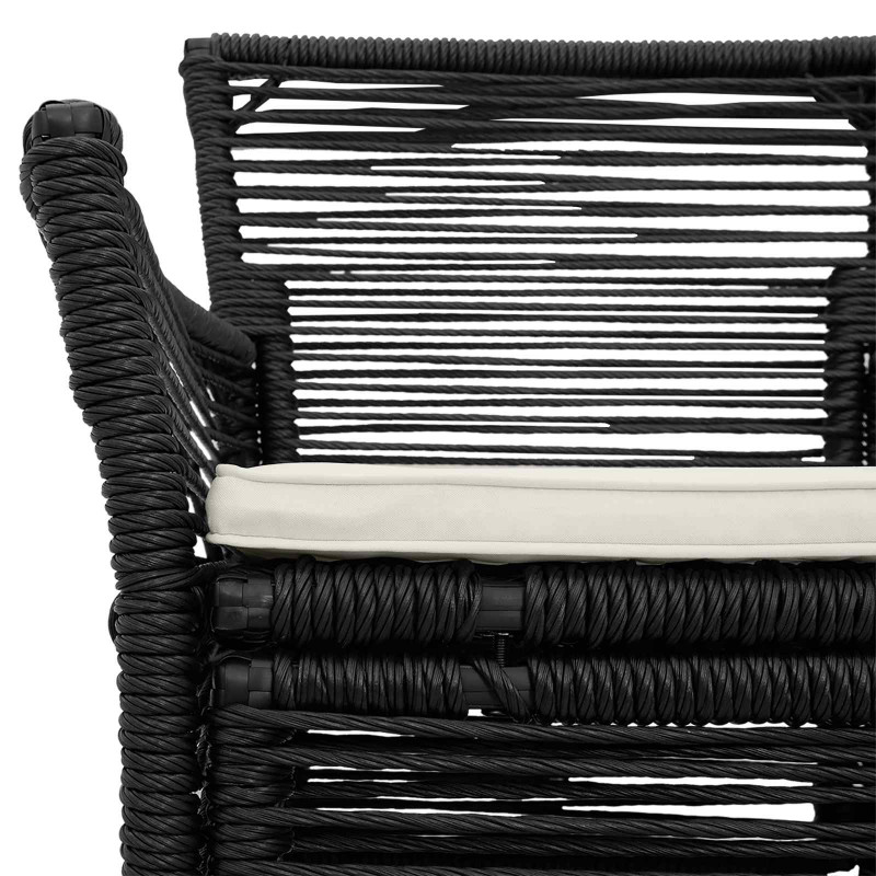 Fotel na zewnątrz z poduszką 4 pcs Czarny i kremowy polirattan