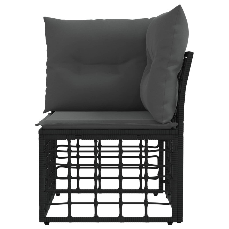 Modularna narożna sofa ogrodowa Czarny polirattan