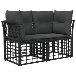 Ogrodowy loveseat 2 pcs Czarny i Ciemnoszary polirattan