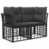 Ogrodowy loveseat 2 pcs Czarny i Ciemnoszary polirattan