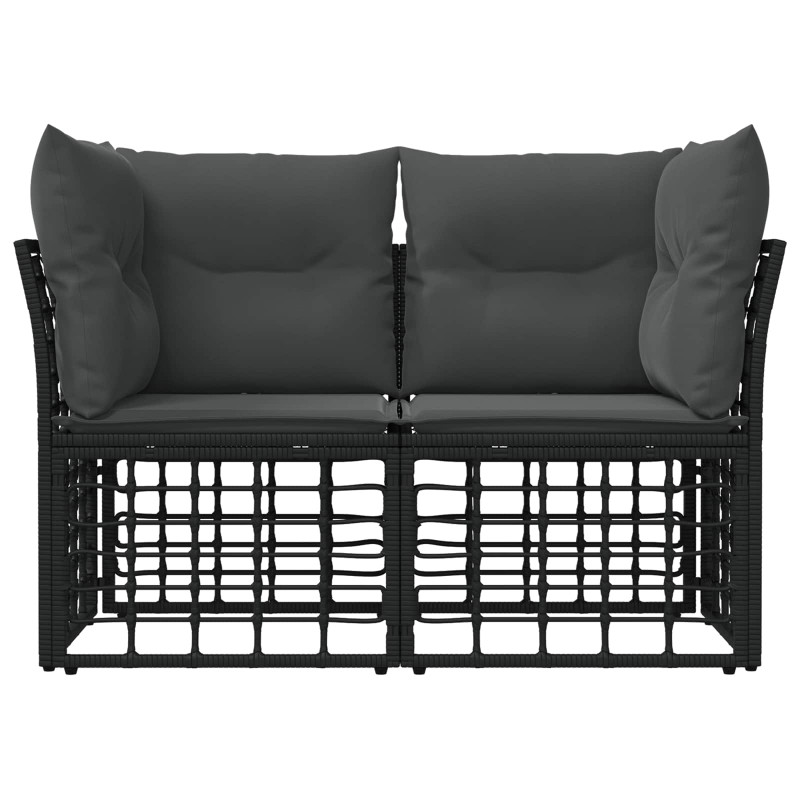 Ogrodowy loveseat 2 pcs Czarny i Ciemnoszary polirattan
