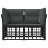 Ogrodowy loveseat 2 pcs Czarny i Ciemnoszary polirattan