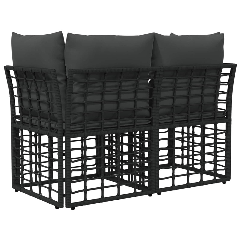 Ogrodowy loveseat 2 pcs Czarny i Ciemnoszary polirattan