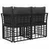 Ogrodowy loveseat 2 pcs Czarny i Ciemnoszary polirattan