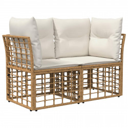 Ogrodowy loveseat 2 pcs Naturalny i Kremowy Biały polirattan