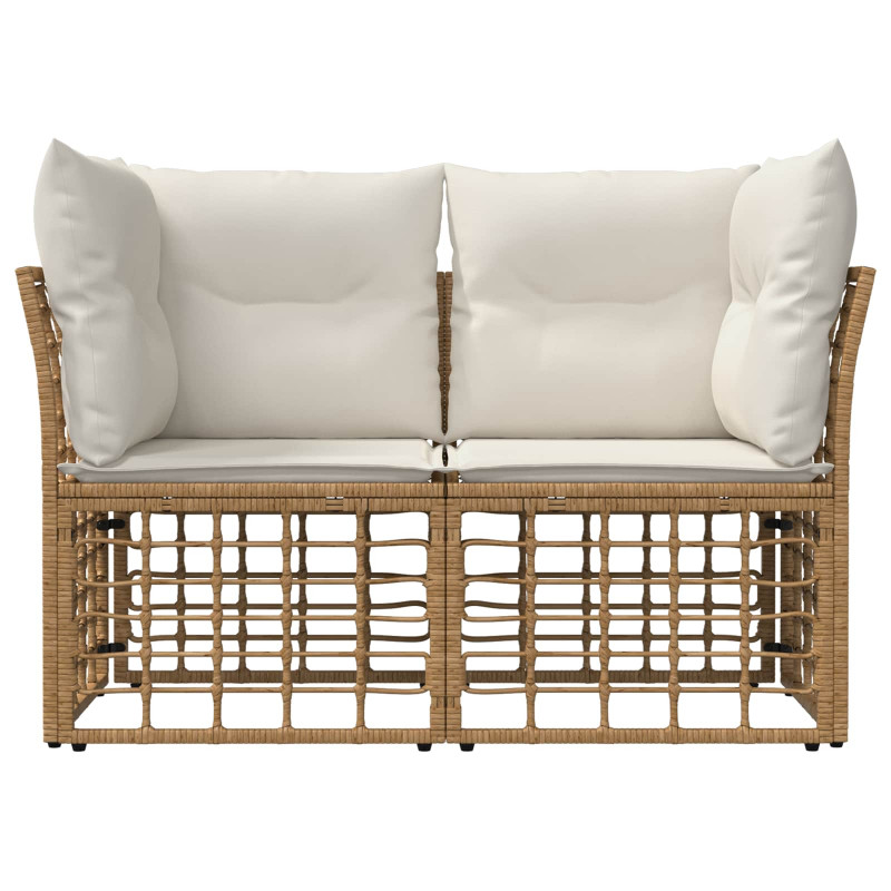 Ogrodowy loveseat 2 pcs Naturalny i Kremowy Biały polirattan