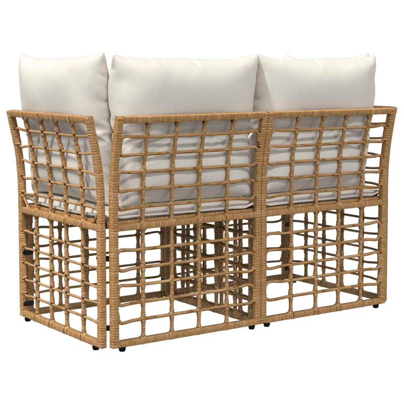 Ogrodowy loveseat 2 pcs Naturalny i Kremowy Biały polirattan