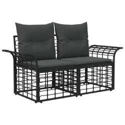 Ogrodowy loveseat 2 pcs Czarny i Ciemnoszary polirattan