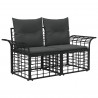 Ogrodowy loveseat 2 pcs Czarny i Ciemnoszary polirattan