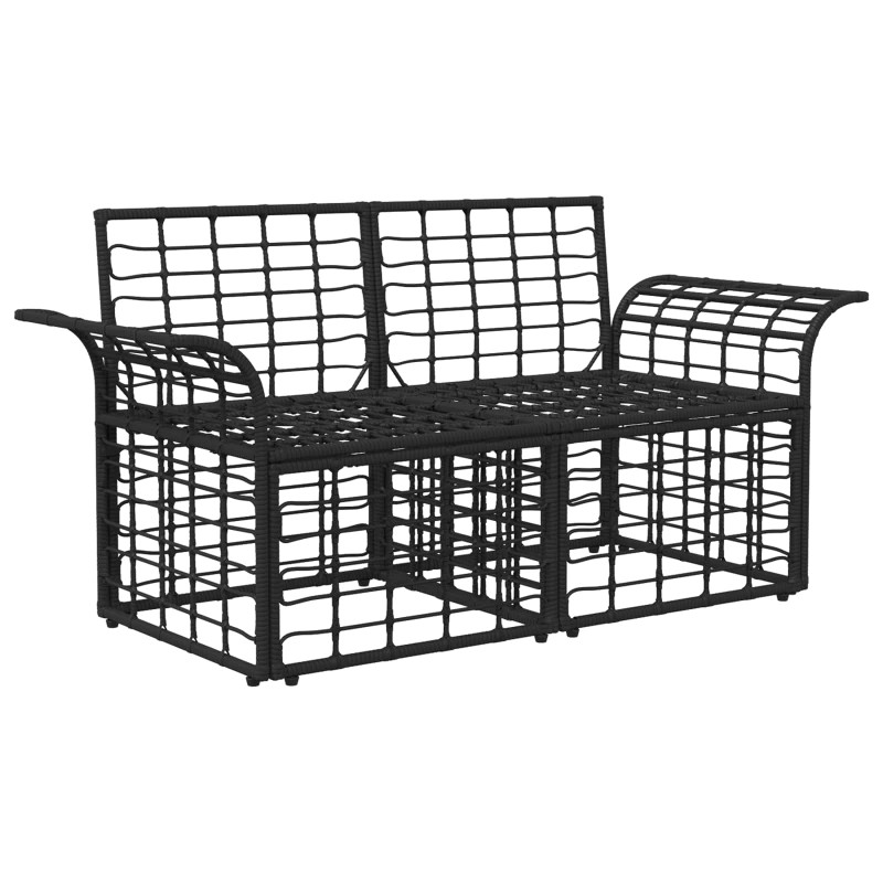 Ogrodowy loveseat 2 pcs Czarny i Ciemnoszary polirattan